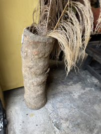 HOFFZ Grote hoge smalle vergrijsd houten vijzel vaas paraplubak landelijk stronk