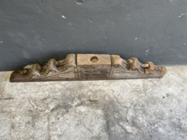 Mega groot Stoer landelijk oud vergrijsd houten ornament kandelaar vensterbank  raamdecoratie poer kolom zuil
