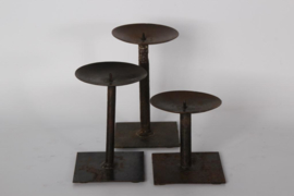 Set van 3 metalen kandelaars tafelkandelaars landelijk stoer industrieel vintage urban