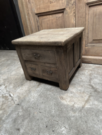Orgineel klein oud uniek vergrijsd houten ladekastje kastje landelijk stoer