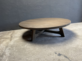 Landelijke vergrijsd houten ronde tafel Tuintafel Rond 135 cm landelijk stoer lounge