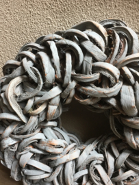Grijze grijs grey wash  Krans krul Coco cut wreath 65 cm donkergrijs