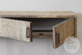 Vergrijsd truckwood televisiemeubel los hangend dressoir sidetable wandmeubel Railway hout landelijk stoer industrieel 200 x 30 x 30 cm SEP