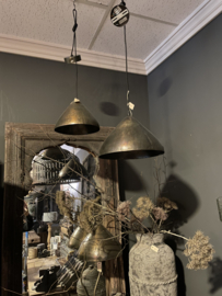 Prachtige ronde antiek brons bronzen hanglamp Elimo Large groot doorsnede 40 cm landelijk industrieel urban vintage