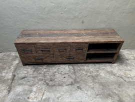 Vergrijsd truckwood houten railway hout tv televisie lades ladekast audio dressoir kast wandmeubel sidetable 165 x 40 x H50 cm landelijk stoer industrieel SEP