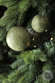 Mooie organische kerstbal kerstballen groen green 10 cm landelijk stoer sober shabby