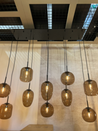 Prachtige grote hanglamp lamp hotel chiq chique mezza bestaande  uit 10 glazen kappen