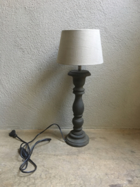Stoere grijs  houten balusterlamp tafellamp lamp 35 cm tafellamp landelijk stoer robuust