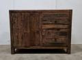Old wood oud houten 1 deur en 2 lades kast kastje wastafelmeubel wasbak wastafel landelijk stoer vintage 110 x 40 x 80 cm