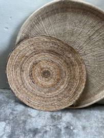 Rond rieten rotan wandbord schaal 60 cm wandornament boho Scandinavisch  natural naturel landelijk sober vintage wandbord wandpaneel