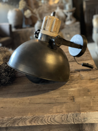 Donkergrijs Grijze metalen wandlamp industrieel landelijk metaal hout lamp wand