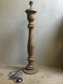 Stoere naturel bruine houten balusterlamp ballusterlamp lampenvoet vloerlamp 90 cm tafellamp landelijk stoer robuust