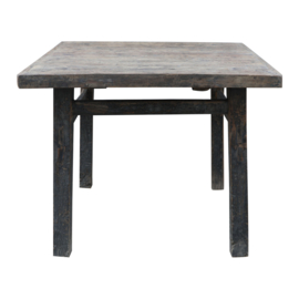 Unieke oude doorleefd vergrijsd houten tafel salontafel  eettafel bijzettafel restaurant bistro werkbank kookeiland keukeneiland landelijk stoer industrieel 95 x 90 x H79 cm