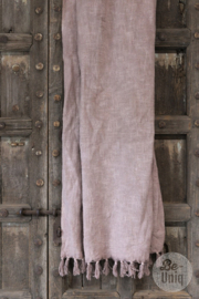 Grote linnen katoen plaid deken champagne pink roze rose 150 x 125 cm