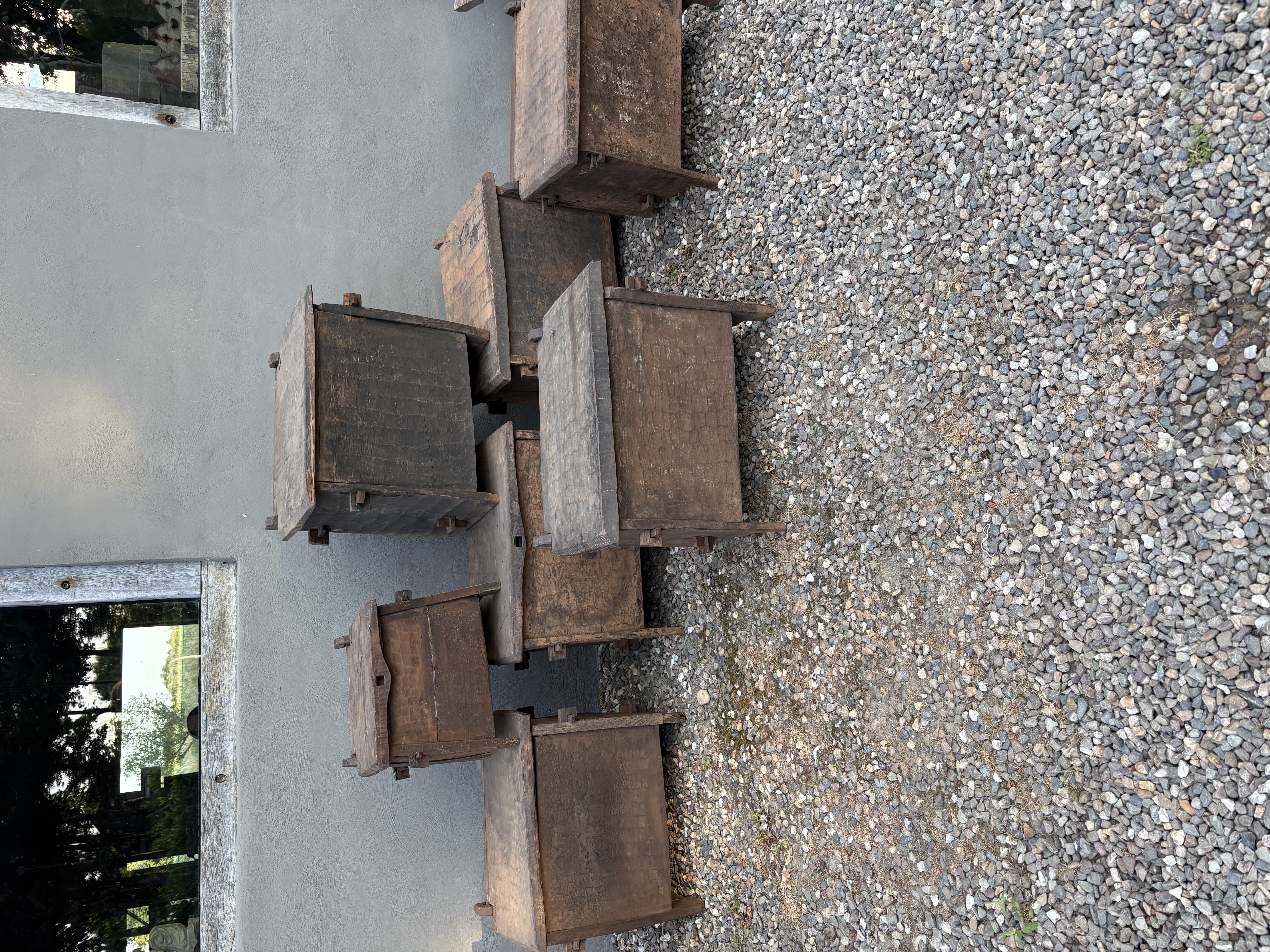 Stoere originele oude houten Himalaya kist kistje dekenkist landelijk klepbank