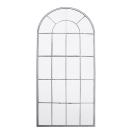 Grote spiegel in metalen stalraam, stalraamspiegel landelijk 140 cm industrieel kozijn venster grijs beige