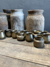 Stoere oude koperen potje potjes vintage landelijk lepelbakje lepelpotje stoer