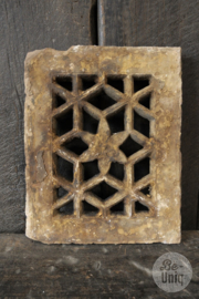 Unieke oude steen Jali wandpaneel wanddecoratie decoratief object sober stoer landelijk 36 x 28 cm