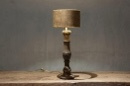 Stoere zwartbruine lamp balusterlamp inclusief velours lampenkap hoogte 64 cm stoer landelijk industrieel vintage