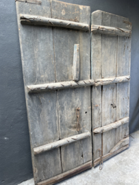 Prachtige oude vergrijsd houten deur poort wandpaneel Turkois  wanddecoratie landelijk stoer vintage industrieel 200 x 159 cm