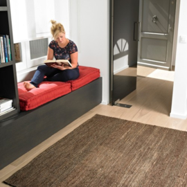 Groot vlakgewoven 100 % hennep vloerkleed kleed carpet karpet brown 250 x 350 cm