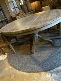 Grote oud houten tafel eettafel eetkamertafel rond 150 cm ronde tafel rondetafel bijzettafel wijntafel wijntafeltje landelijk stoer