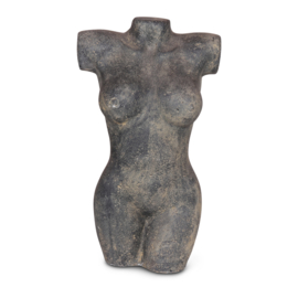 Zwaar grijs stenen torso buste vrouw landelijk stoer robuust 50 x 28 x 18 cm