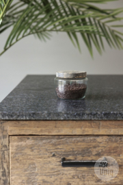 Glaspot glazen pot met vergrijsd houten deksel landelijk snoeppot Nijmegen Small klein H8 x 10 cm