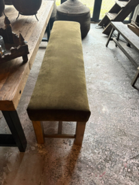HOFFZ eetkamerbank Jibbe hoffz bank groen fluweel velours velvet groen green eettafelbank L200 x D45 x H50 cm hal landelijk stoer hotel chique