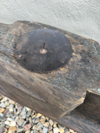 Grote oude houten kandelaar poer blokkandelaar ornament raamdecoratie landelijk stoer 72 cm