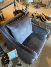 Prachtige antraciet donkergrijs zwart velours bijzetfauteuil fauteuil stoel landelijk hotel chique chique