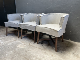 Prachtige linnen fauteuil stoel Gijsje grijze grijs eetkamerstoel bijzetfauteuil stoel stoeltje stoeltjes losse hoes landelijk stoer