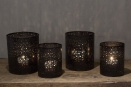 Set van 2 metalen theelichten korven korf kandelaars landelijk industrieel urban vintage bruin metaal