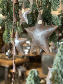 Prachtige roestbruin zwartbruin metalen ster kerstster 10 cm  kerstbal hanger landelijk stoer
