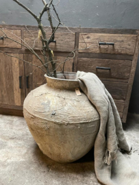Prachtige unieke grote oude stenen kruik pot vaas waterkruik olijfpot landelijk stoer oud/antiek nr 1