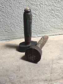 Oud houten stempel met handvat textielstempel india batik stempeltje vintage industrieel