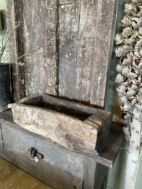 Grote oud houten trog mangelbak 76 cm bak schaal voedertrog stoer landelijk boerentrog oud hout robuust