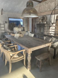 Grote orginele oude “ antieke” vergrijsd houten eettafel tafel 275 cm landelijk stoer sober