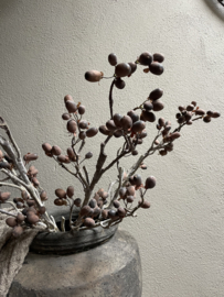 Prachtige imitatie decoratie tak kunstbloem alnus grande vergrijsd brown grey bruin grijs 92 cm