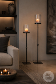 Metalen vloerkandelaar kandelaar 101 x 20 cm landelijk stoer industrieel exclusief windlicht