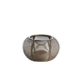 Metalen theelicht kandelaar bolletje antiek brons  Waxinelichthouder draadwerk rond