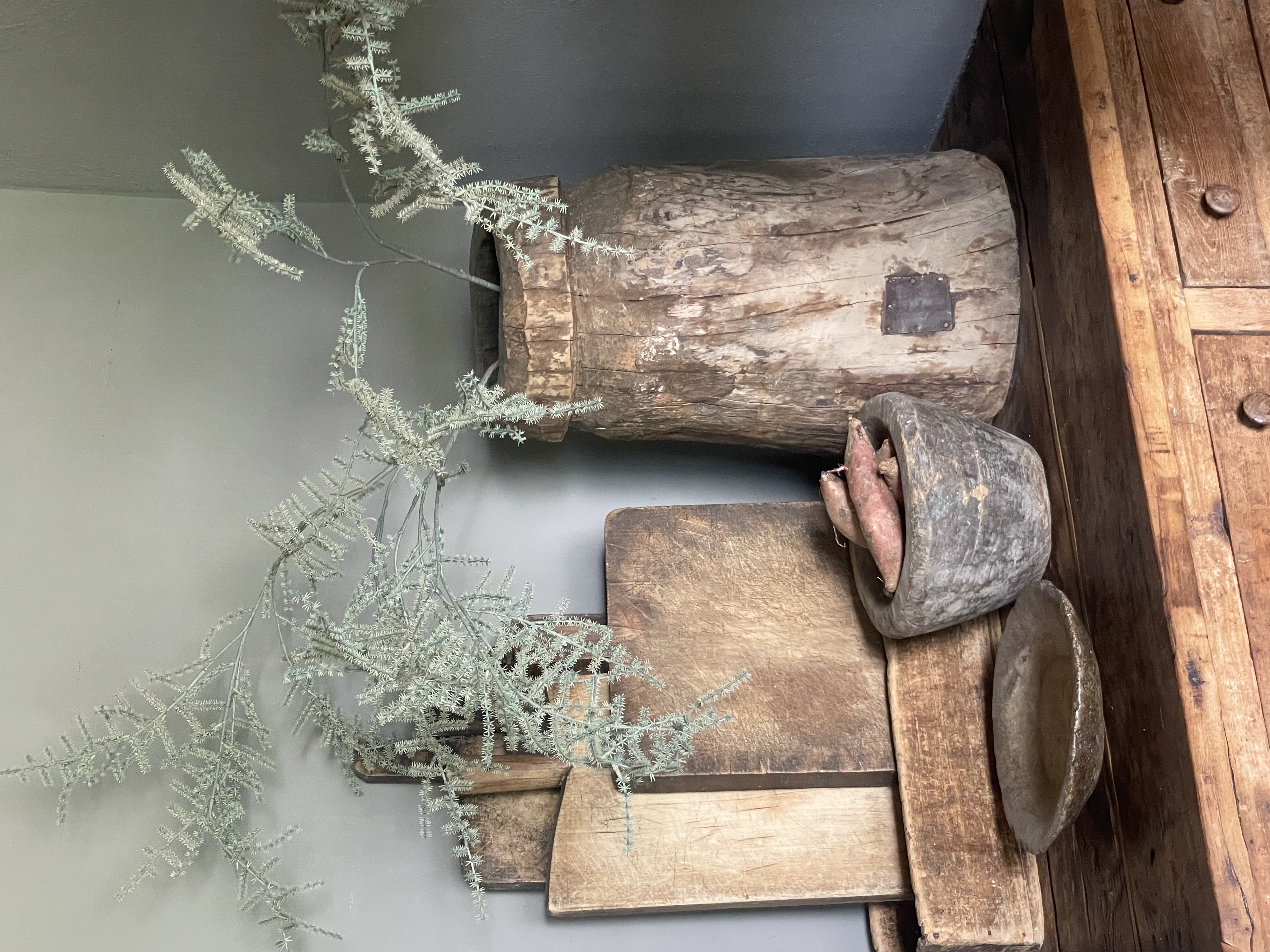 Asparagus imitatie kunst 132 cm prachtige grote tak decoratie decoratietak landelijk sober groen grijs grey