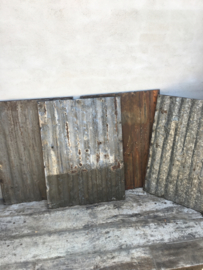 Oude metalen golfplaat lamberisering  70 x 70 cm  Wandpaneel stoer urban wanddecoratie industrieel landelijk grijs bruin