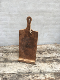 Sloophouten teakhouten houten standaard boekenstandaard foto fotolijst ezel broodplank jute touw koord landelijk stoer