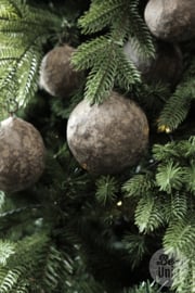 Mooie organische kerstbal kerstballen grey grijs 7 cm landelijk stoer sober shabby