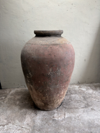 Grote oude grijs stenen kruik H135 cm vaas bloembak bloempot pot grijze mega landelijk olijfpot olijfkruik waterkruik nr 53