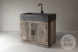 K002 Brede 2-deurs kast met spoelbak met kraangat H95 x 95 x 60 cm | outdoor keukenelement buitenkeuken SEP