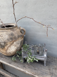 Oud vergrijsd houten tempeltje tempel offertafeltje paard vintage landelijk HOFFZ