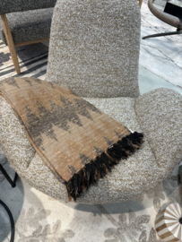 Hele mooie soepele aparte gewoven plaid 170 x 130 cm terra bruin zwart kelim print bohemian