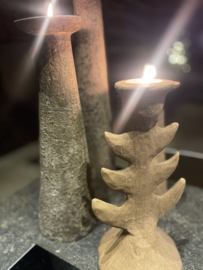 Metalen kandelaar totem terra bruin theelichthouder pomax